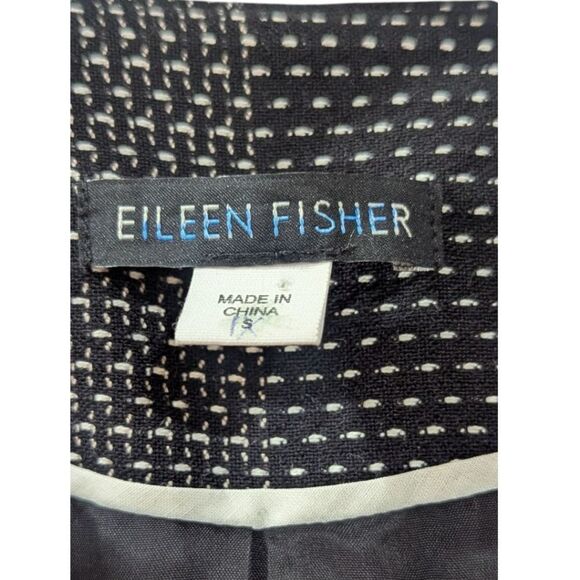 Eileen Fisher Womens S Woven Pattern Round Neck Open-Front Blazer 3/4 Sleeves - Picture 8 of 10